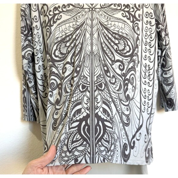 Rose + Olive L 3/4 Sleeve Layered Look Tunic Top Butterfly Back Open Light Blue - Picture 4 of 11